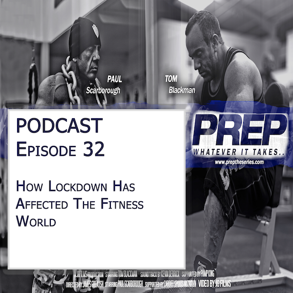 Prep podcast title page with tom and paul in the gym